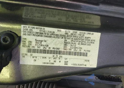 2013 Ford Focus Se из США, поврежденный, VIN 1FADP3K27DL237804